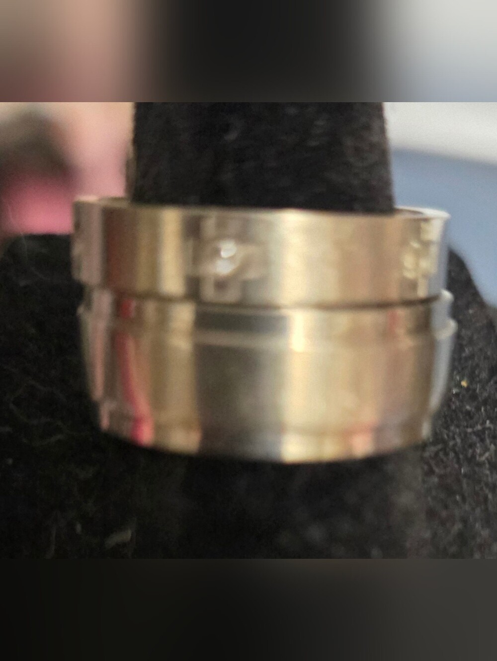 Wedding And Engagement Band One with Crystal Accents - Titanium - Picture 2 of 3